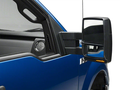 RedRock Memory Power Adjust Heated Manual Foldaway Towing Mirrors with Puddle Lights and Turn Signals; Chrome; Passenger Side (09-14 F-150)