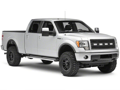 RedRock Wire Mesh Upper Grille Insert, Rivets and LED Lighting; Black (09-14 F-150, Excluding Raptor)