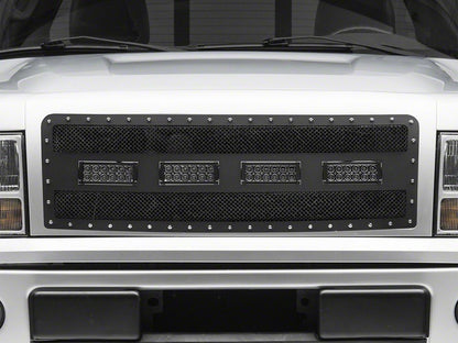 RedRock Wire Mesh Upper Grille Insert, Rivets and LED Lighting; Black (09-14 F-150, Excluding Raptor)