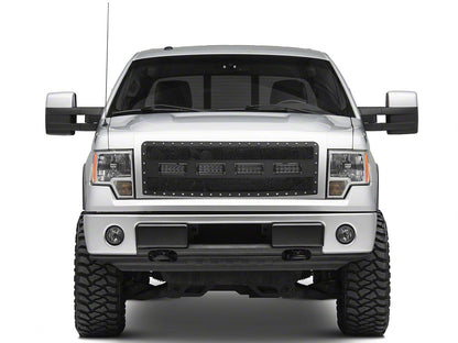 RedRock Wire Mesh Upper Grille Insert, Rivets and LED Lighting; Black (09-14 F-150, Excluding Raptor)