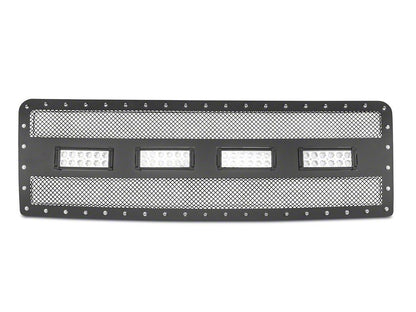 RedRock Wire Mesh Upper Grille Insert, Rivets and LED Lighting; Black (09-14 F-150, Excluding Raptor)