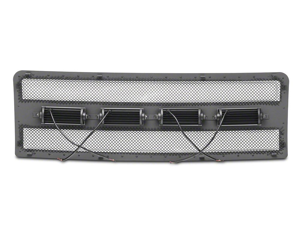 RedRock Wire Mesh Upper Grille Insert, Rivets and LED Lighting; Black (09-14 F-150, Excluding Raptor)