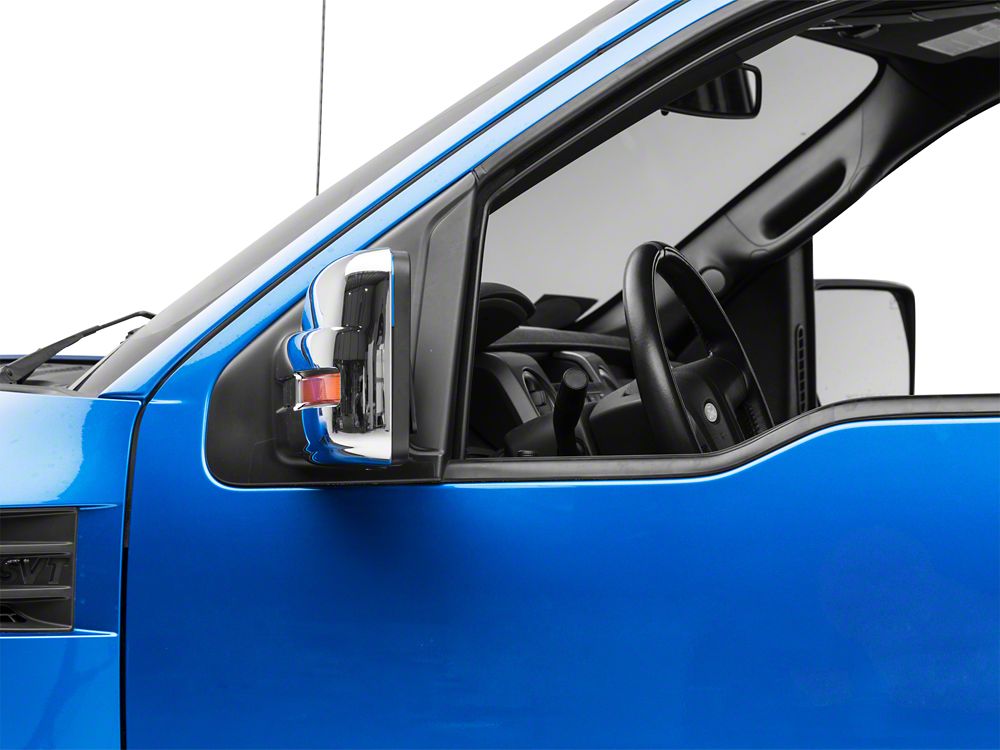 RedRock Mirror Covers with Turn Signal Light Cutout; Chrome (09-14 F-150)
