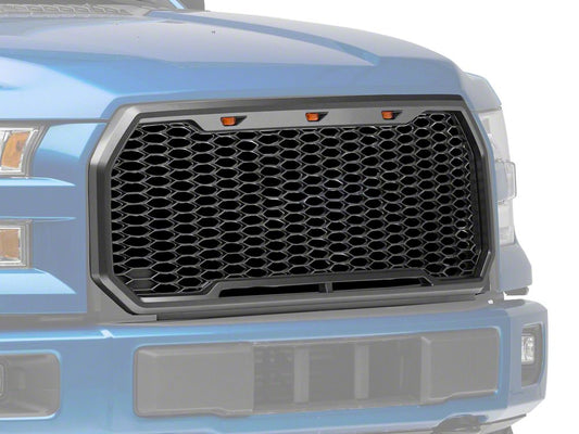 RedRock Baja Upper Replacement Grille with LED Lighting; Charcoal (15-17 F-150, Excluding Raptor)
