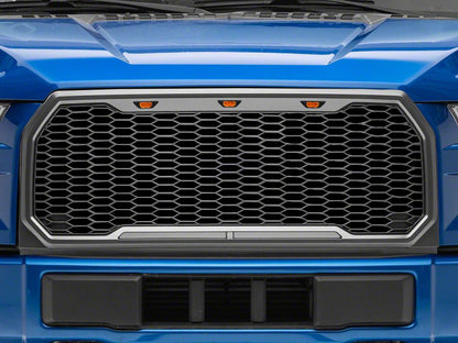 RedRock Baja Upper Replacement Grille with LED Lighting; Charcoal (15-17 F-150, Excluding Raptor)