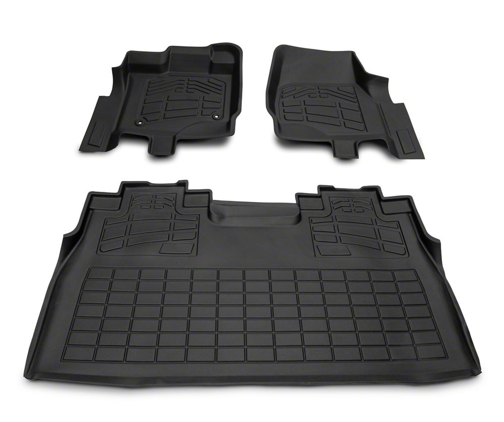 RedRock Sure-Fit Front and Second Row Floor Liners; Black (15-25 F-150 SuperCrew)