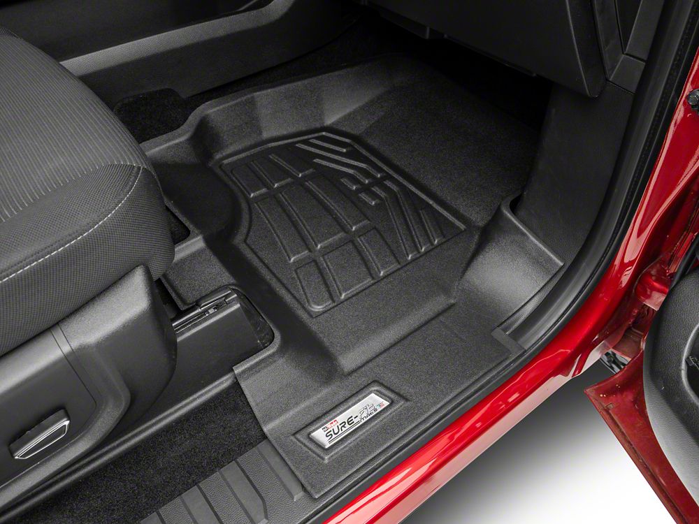RedRock Sure-Fit Front and Second Row Floor Liners; Black (15-25 F-150 SuperCrew)