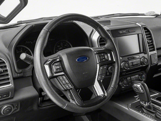 RedRock Steering Wheel Trim; Carbon Fiber (15-20 F-150)