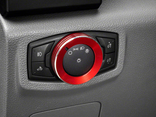 RedRock Billet Aluminum Headlight Knob Cover; Red (15-20 F-150)