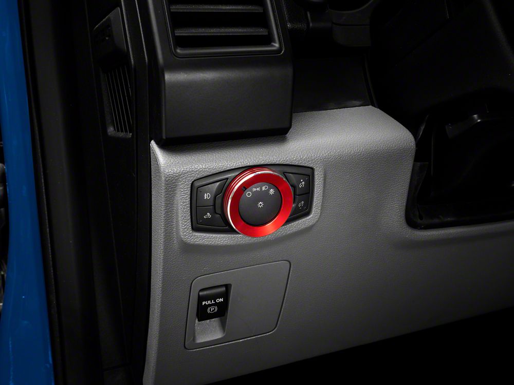 RedRock Billet Aluminum Headlight Knob Cover; Red (15-20 F-150)
