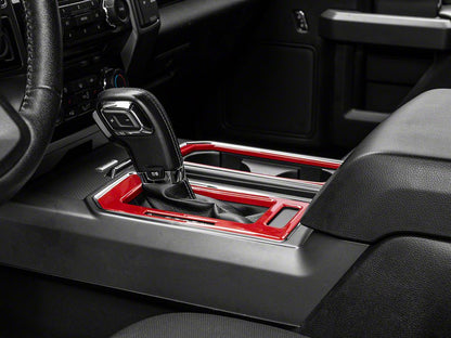 RedRock Center Console Shifter Trim Bezels; Red (15-20 F-150)