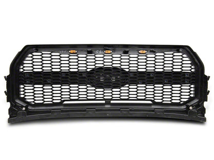 RedRock Baja Upper Replacement Grille with LED Lighting; Gloss Black (15-17 F-150, Excluding Raptor)