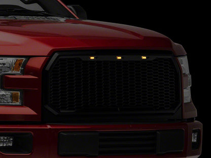 RedRock Baja Upper Replacement Grille with LED Lighting; Gloss Black (15-17 F-150, Excluding Raptor)