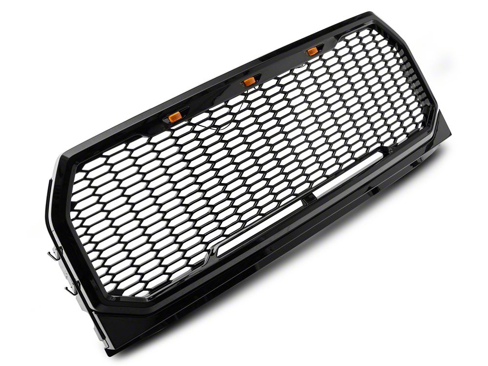 RedRock Baja Upper Replacement Grille with LED Lighting; Gloss Black (15-17 F-150, Excluding Raptor)