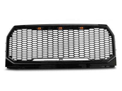 RedRock Baja Upper Replacement Grille with LED Lighting; Gloss Black (15-17 F-150, Excluding Raptor)