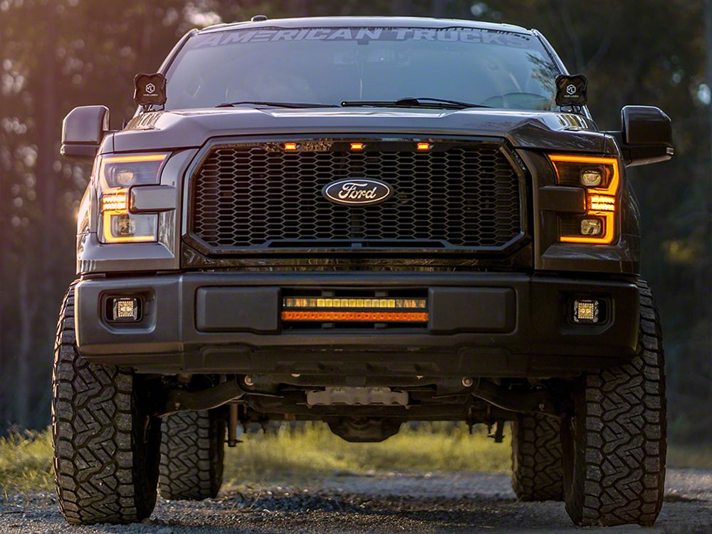 RedRock Baja Upper Replacement Grille with LED Lighting; Gloss Black (15-17 F-150, Excluding Raptor)