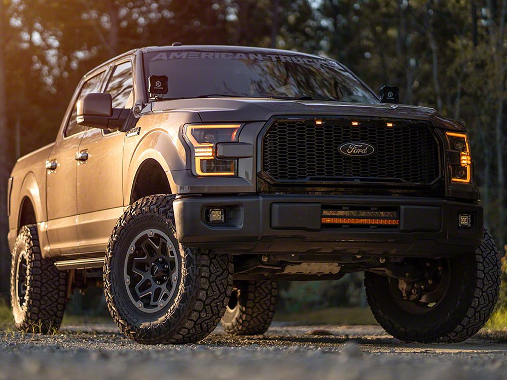 RedRock Baja Upper Replacement Grille with LED Lighting; Gloss Black (15-17 F-150, Excluding Raptor)