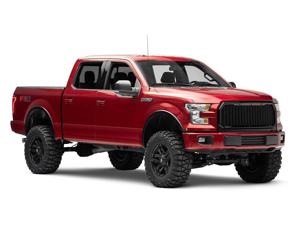 RedRock Baja Upper Replacement Grille with LED Lighting; Gloss Black (15-17 F-150, Excluding Raptor)