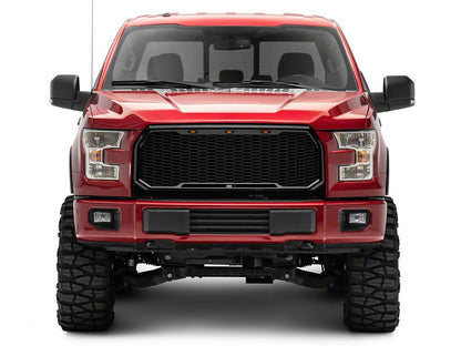 RedRock Baja Upper Replacement Grille with LED Lighting; Gloss Black (15-17 F-150, Excluding Raptor)