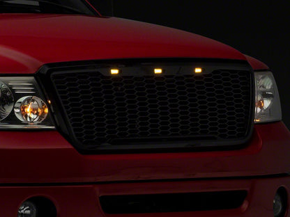 RedRock Baja Upper Replacement Grille with LED Lighting; Gloss Black (04-08 F-150)