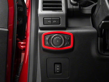 RedRock Headlight Switch Bezel; Red (15-20 F-150)