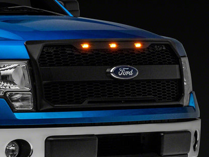 RedRock Upper Replacement Grille with LED Lighting and Emblem Surround; Matte Black (09-14 F-150, Excluding Raptor & Forward Facing Camera)