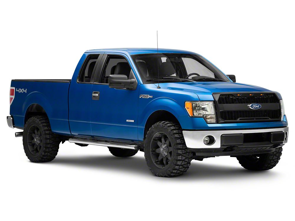 RedRock Upper Replacement Grille with LED Lighting and Emblem Surround; Matte Black (09-14 F-150, Excluding Raptor & Forward Facing Camera)