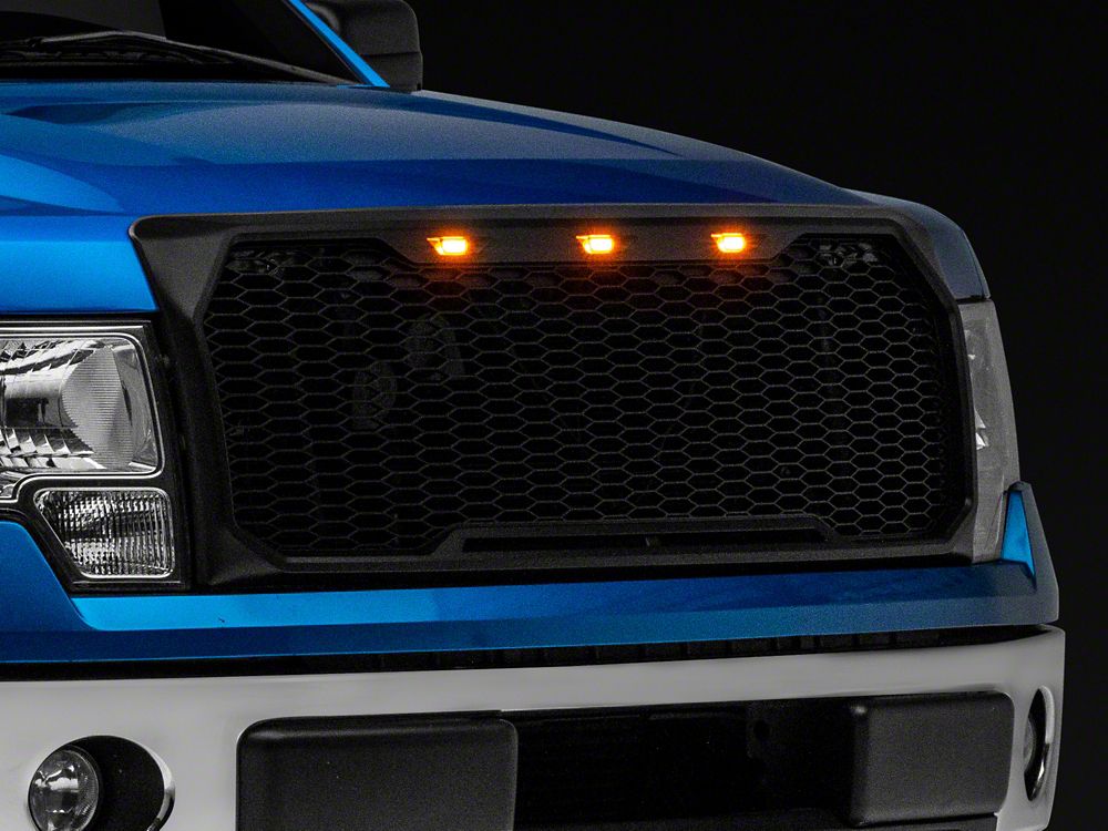 RedRock Upper Replacement Grille with LED Lighting; Matte Black (09-14 F-150, Excluding Raptor)