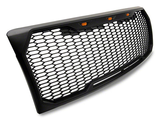 RedRock Upper Replacement Grille with LED Lighting; Matte Black (09-14 F-150, Excluding Raptor)
