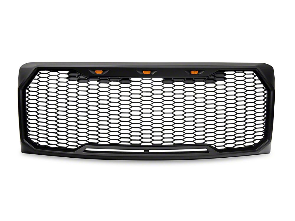RedRock Upper Replacement Grille with LED Lighting; Matte Black (09-14 F-150, Excluding Raptor)