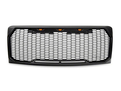 RedRock Upper Replacement Grille with LED Lighting; Matte Black (09-14 F-150, Excluding Raptor)