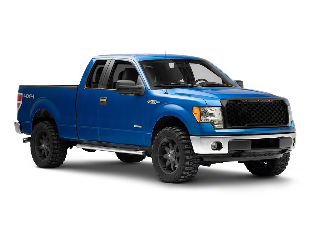 RedRock Upper Replacement Grille with LED Lighting; Matte Black (09-14 F-150, Excluding Raptor)