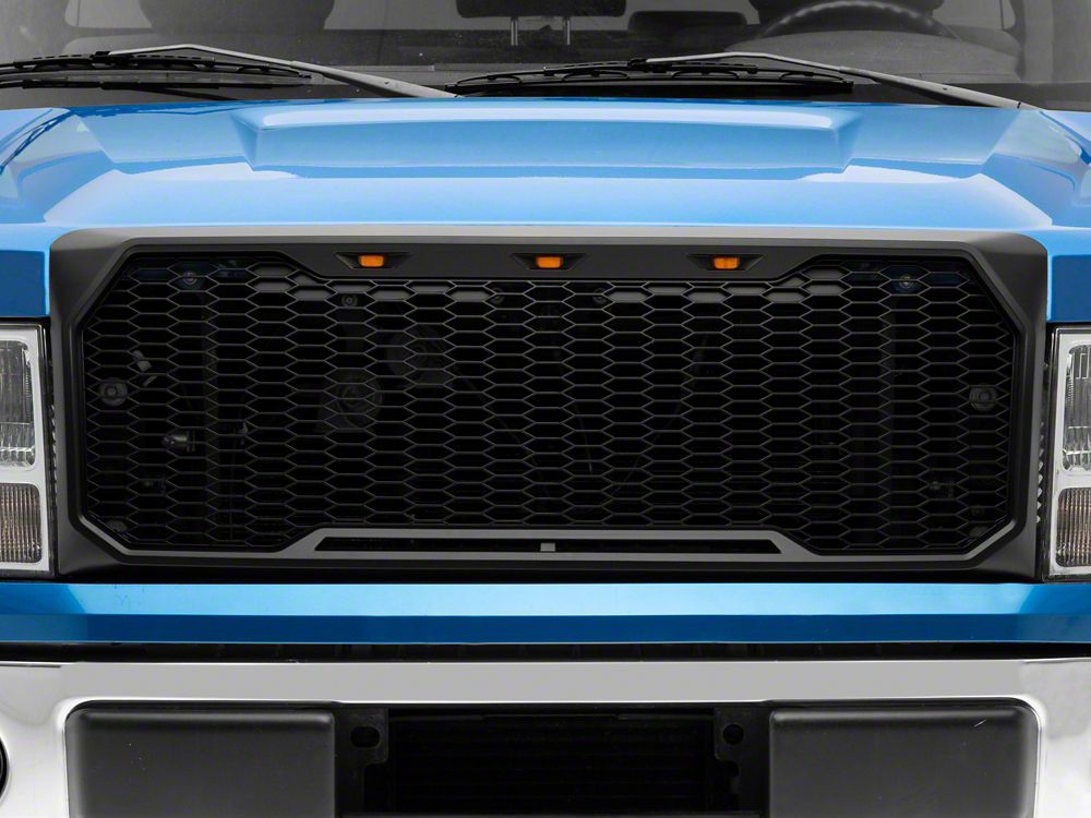 RedRock Upper Replacement Grille with LED Lighting; Matte Black (09-14 F-150, Excluding Raptor)