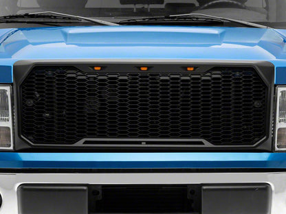 RedRock Upper Replacement Grille with LED Lighting; Matte Black (09-14 F-150, Excluding Raptor)