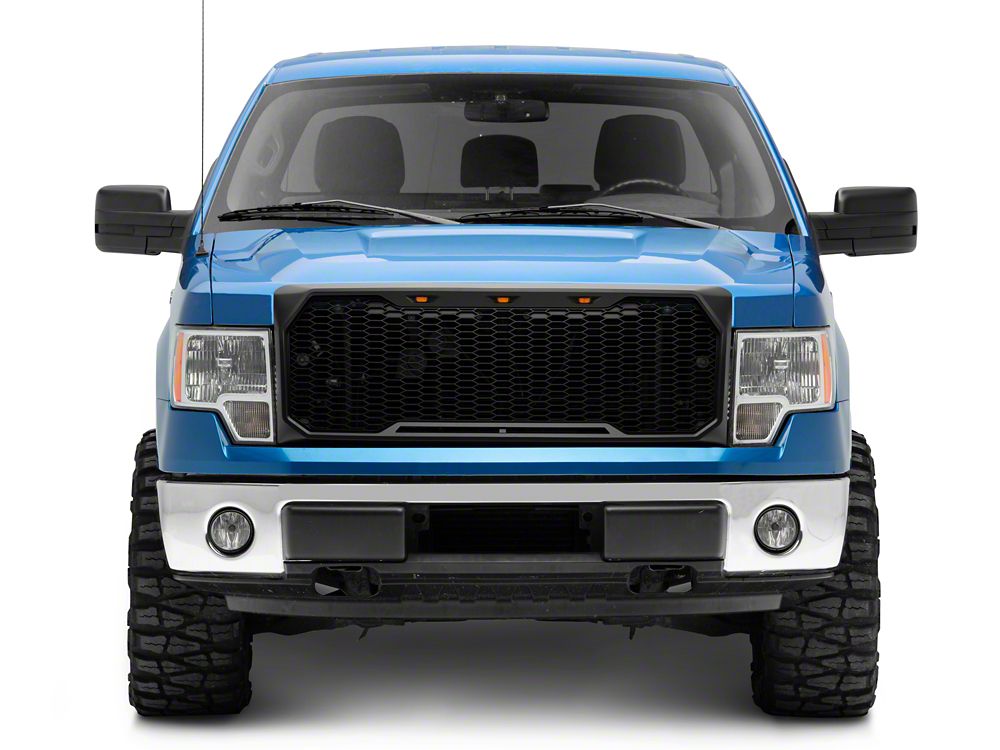 RedRock Upper Replacement Grille with LED Lighting; Matte Black (09-14 F-150, Excluding Raptor)