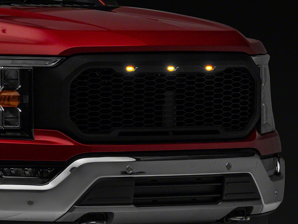 RedRock Baja Upper Replacement Grille with LED Lighting; Charcoal (21-23 F-150, Excluding Raptor & Tremor)