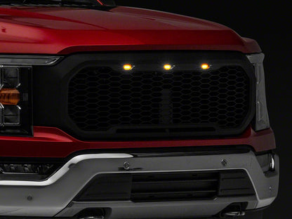 RedRock Baja Upper Replacement Grille with LED Lighting; Charcoal (21-23 F-150, Excluding Raptor & Tremor)