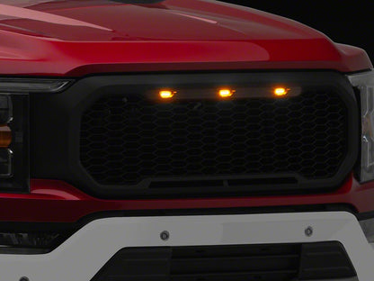 RedRock Baja Upper Replacement Grille with LED Lighting; Black (21-23 F-150, Excluding Raptor & Tremor)