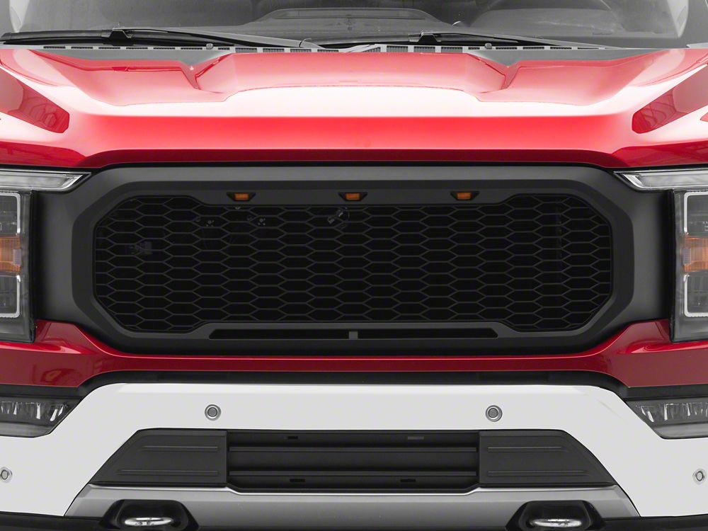 RedRock Baja Upper Replacement Grille with LED Lighting; Black (21-23 F-150, Excluding Raptor & Tremor)