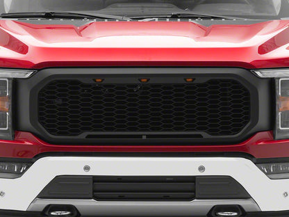 RedRock Baja Upper Replacement Grille with LED Lighting; Black (21-23 F-150, Excluding Raptor & Tremor)