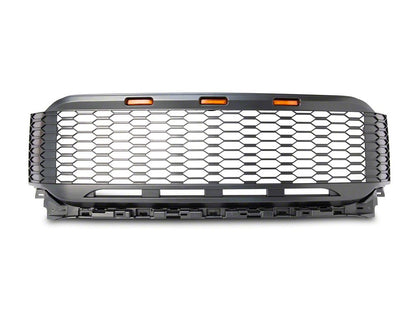 RedRock Honeycomb Replacement Grille with LED DRL; Matte Black (21-23 F-150, Excluding Raptor & Tremor)
