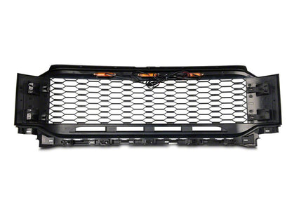 RedRock Honeycomb Replacement Grille with LED DRL; Matte Black (21-23 F-150, Excluding Raptor & Tremor)