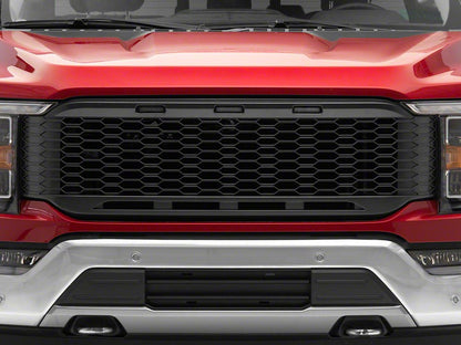 RedRock Honeycomb Replacement Grille with LED DRL; Matte Black (21-23 F-150, Excluding Raptor & Tremor)