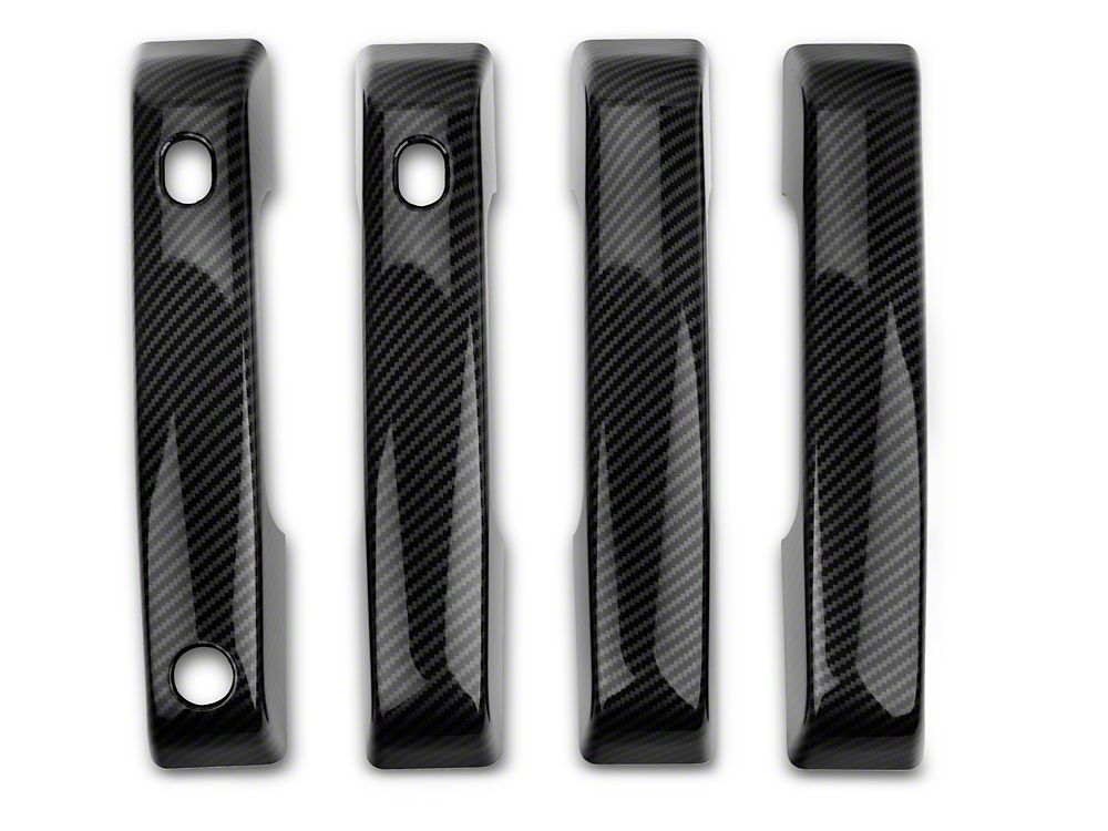 RedRock Front and Rear Door Handle Covers; Carbon Fiber (21-25 F-150 SuperCrew w/ Smart Key Button)