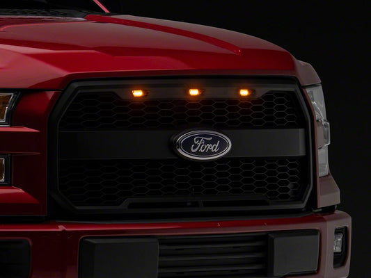 RedRock Baja Upper Replacement Grille with LED Lighting; Matte Black (15-17 F-150, Excluding Raptor)