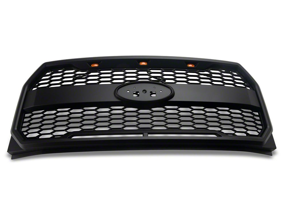 RedRock Baja Upper Replacement Grille with LED Lighting; Matte Black (15-17 F-150, Excluding Raptor)