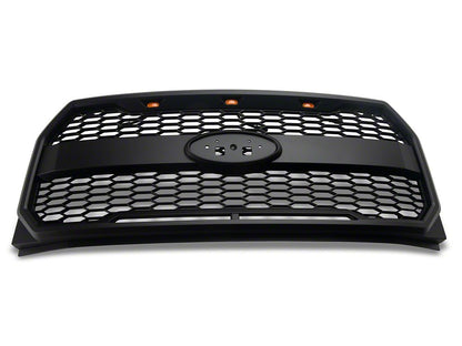 RedRock Baja Upper Replacement Grille with LED Lighting; Matte Black (15-17 F-150, Excluding Raptor)