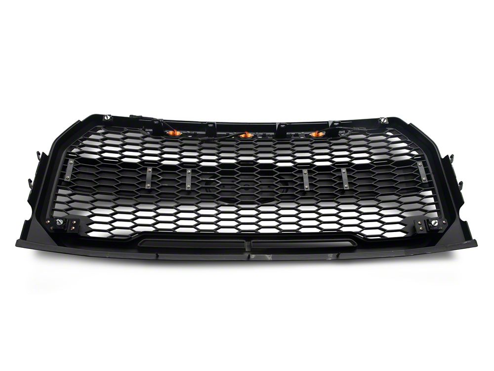 RedRock Baja Upper Replacement Grille with LED Lighting; Matte Black (15-17 F-150, Excluding Raptor)