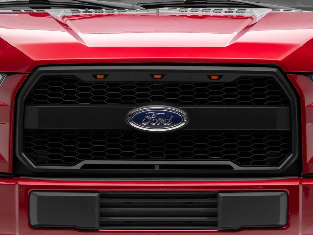 RedRock Baja Upper Replacement Grille with LED Lighting; Matte Black (15-17 F-150, Excluding Raptor)