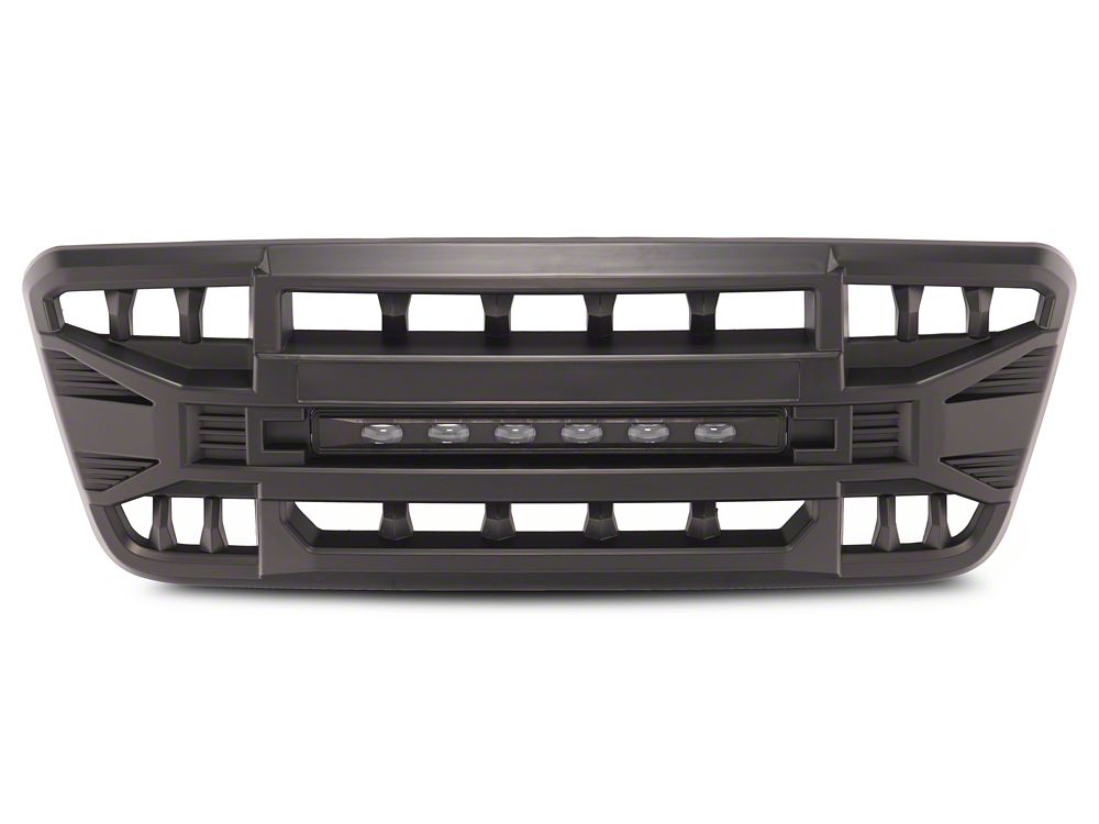 RedRock Armor Upper Replacement Grille with LED Off-Road Lighting; Matte Black (04-08 F-150)